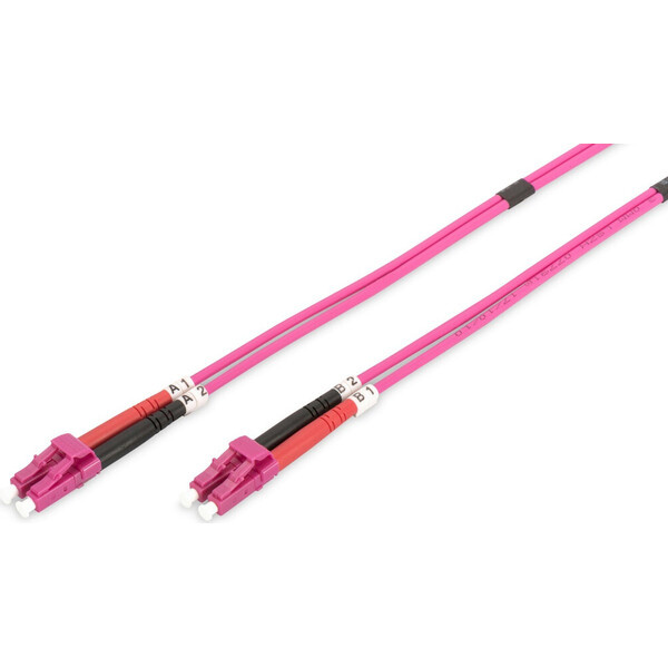 DIGITUS LC/LC optický patch kabel OM4 Duplex 10m růžový