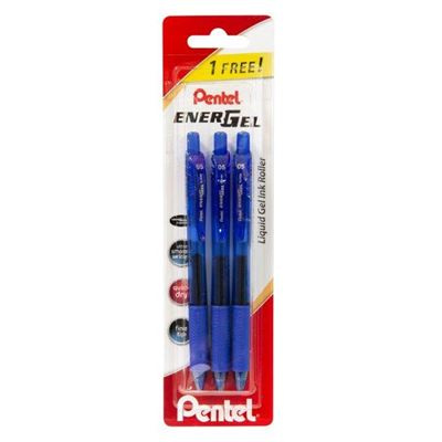 Gelové pero EnerGel Pentel 0,5 mm, modré - sada 3 ks