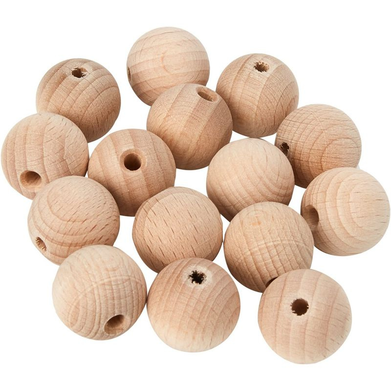 Dřevěné koule přírodní 45mm s otvorem (25ks)