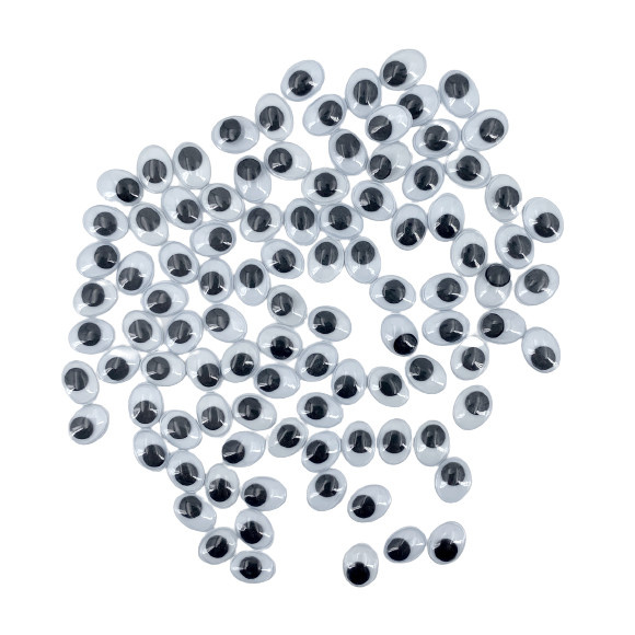 Dekorační pohyblivé oči oválné 8x10mm (100ks)