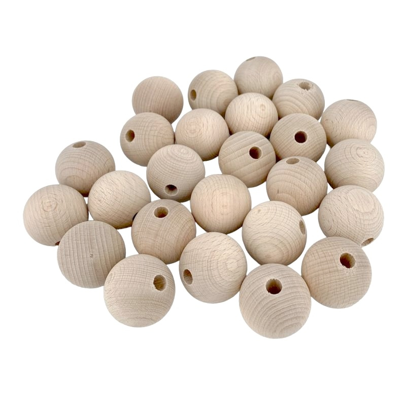 Dřevěné koule přírodní 35mm s polovičním otvorem (25ks)