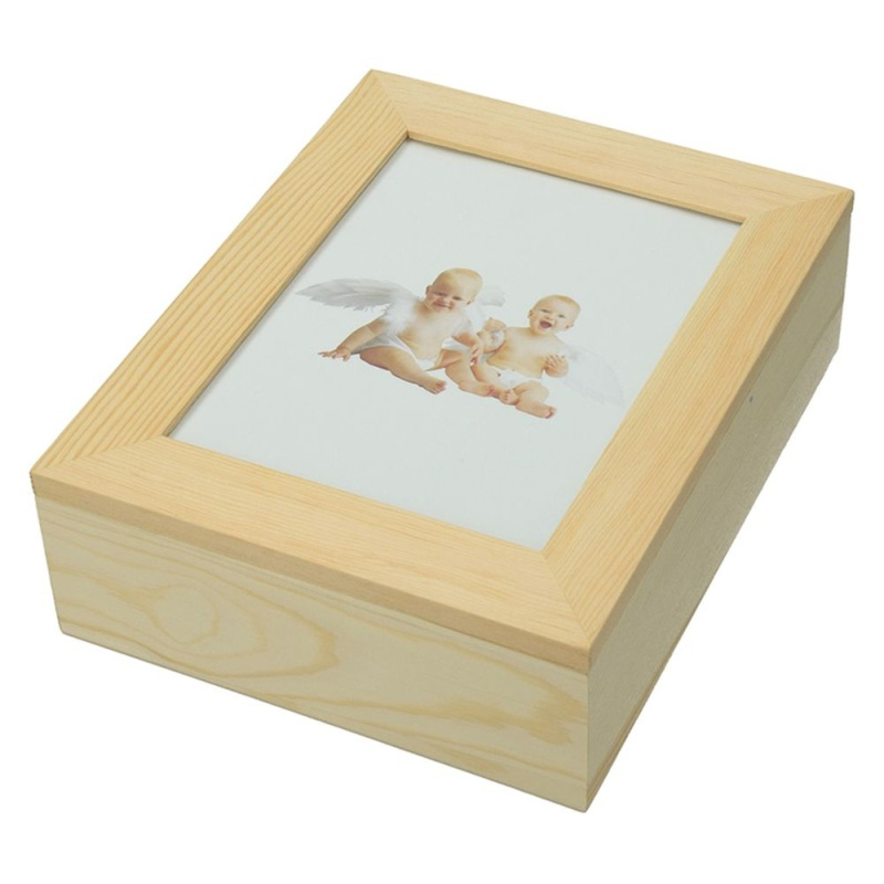 Efco Dřevěná krabička s rámečkem na fotku - 24x19x7,6 cm