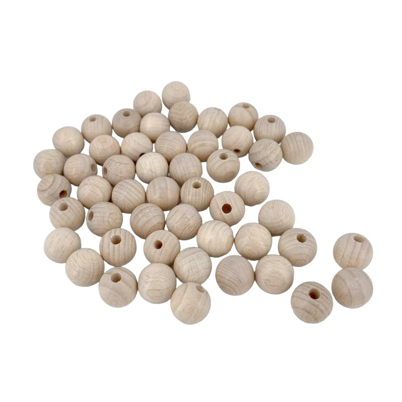 Dřevěné koule přírodní 15mm s polovičním otvorem (50ks)