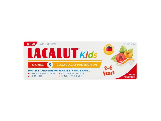 Lacalut Kids Caries and Sugar Acid Protection dětská zubní pasta 2-6y 55 ml