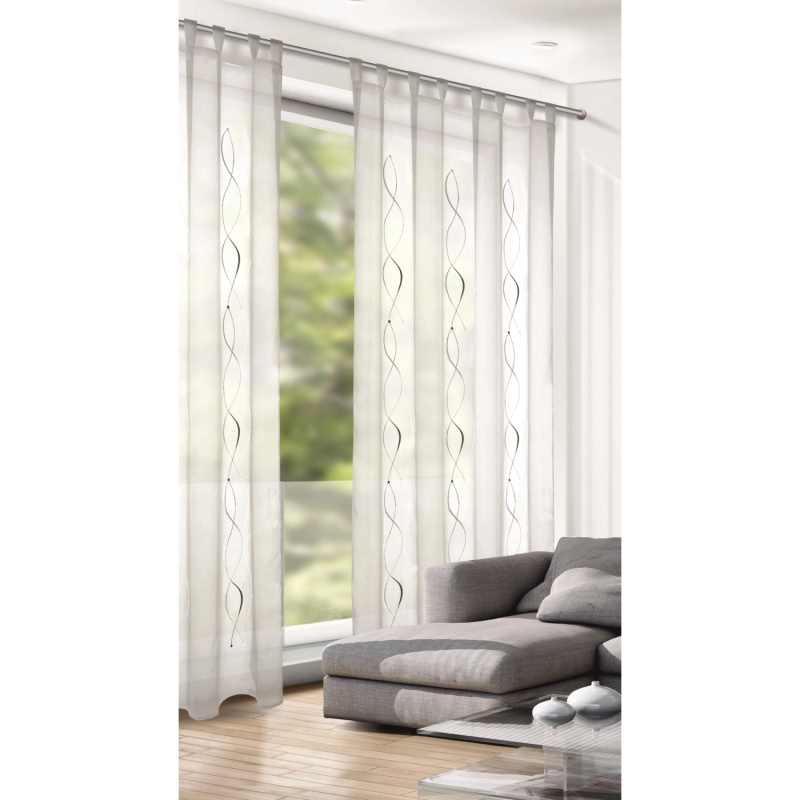 Albani Závěs s poutky vyšívaný vlny, šedý, 245 x 140 cm