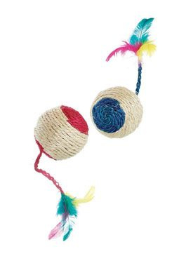 Hračka kočka Míček sisalový 6 cm různé barvy 1 ks