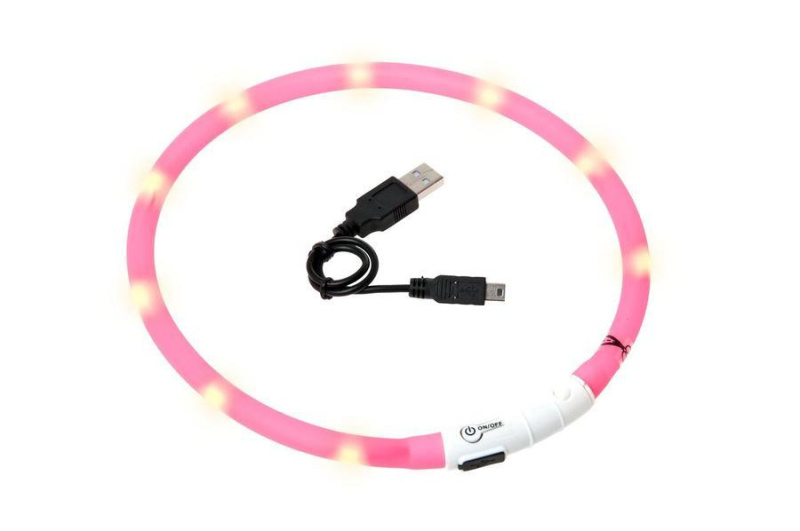 Karlie LED světelný obojek růžový obvod 20-75cm