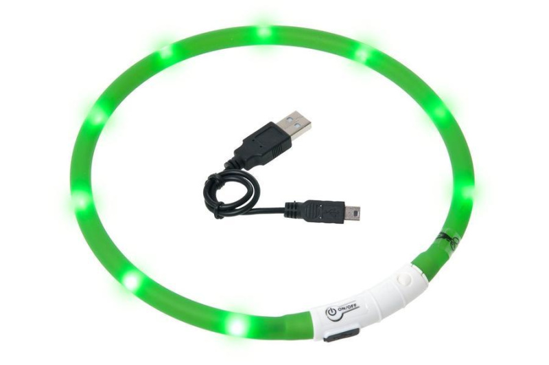 Obojek USB Visio Light 70cm Zelený