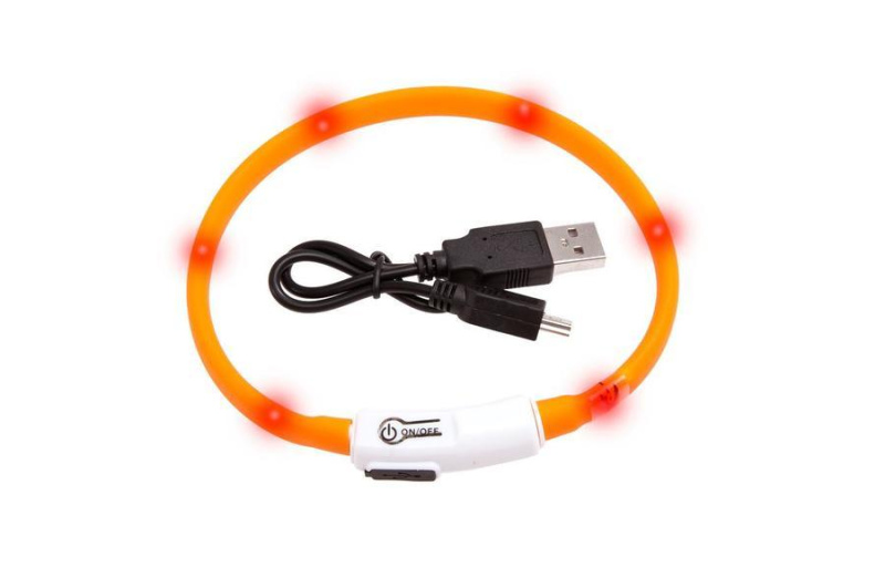 Obojek USB Visio Light 35cm Oranžový