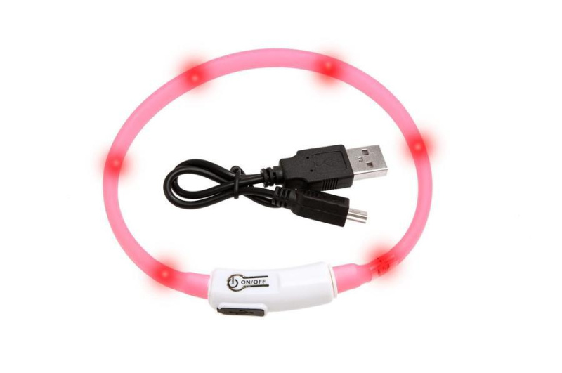 Obojek USB Visio Light 35cm Růžový