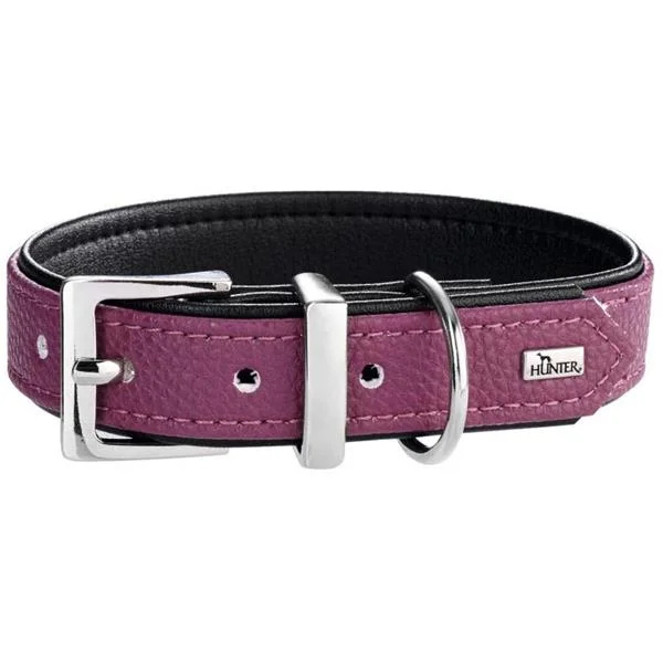Obojek umělá kůže Vega, malinovo/černý Hunter 2,2 x 23-29 cm