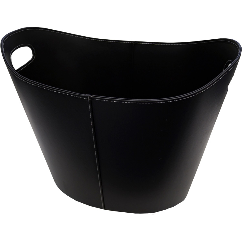 FIREFIX Kožený koš na krbové dřevo, černá, 39 x 46 x 31 cm