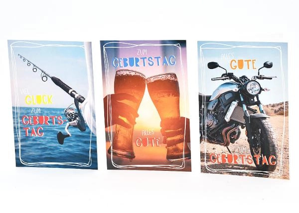 Přání k narozeninám hobby, mix motivů (3 motivy) – balení 100 ks