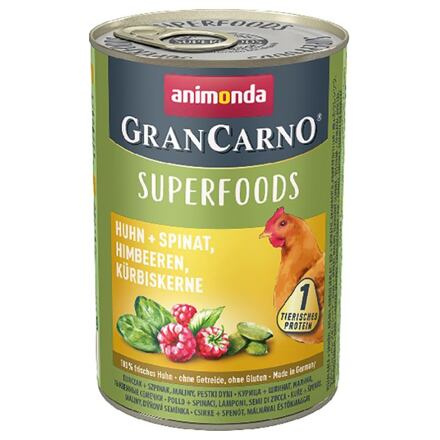GRANCARNO Superfoods kuře,špenát,maliny,dýňová semínka pro psy 400 g