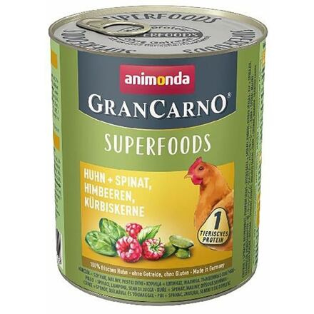 GRANCARNO Superfoods kuře,špenát,maliny,dýňová semínka pro psy  800 g