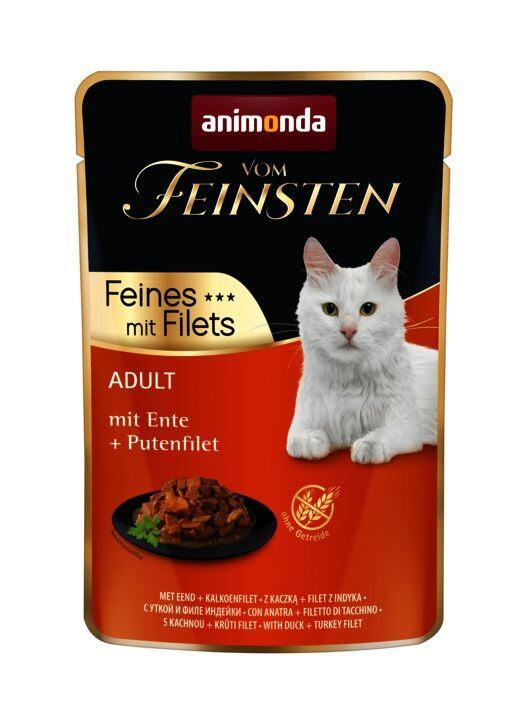 Vom Feinsten Adult FEINES m.Fillets - kachna + krůtí filet, kapsička pro kočky  85g
