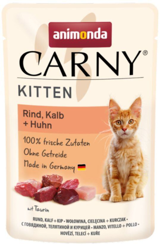 Carny Kitten 85 g hovězí, telecí+kuřecí, kapsička pro koťata 85 g