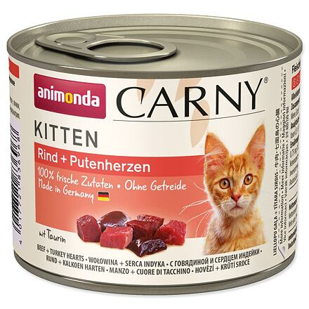 Konzerva ANIMONDA Carny Kitten hovězí + krůtí srdíčka 200 g