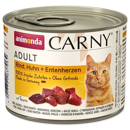 ANIMONDA konzerva CARNY Adult - hovězí, kuře, kachní srdce 200 g