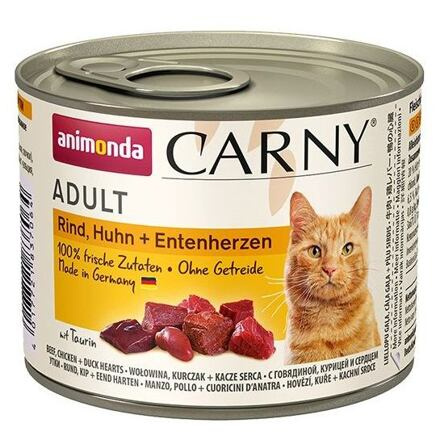 ANIMONDA konzerva CARNY Adult - hovězí, kuře, kachní srdce 200 g