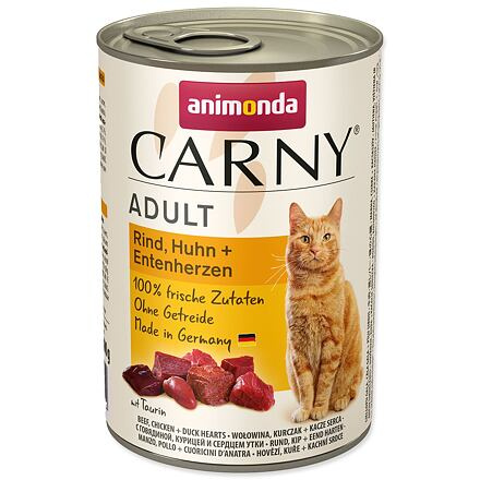 ANIMONDA konzerva CARNY Adult - hovězí, kuře, kachní srdce 400 g