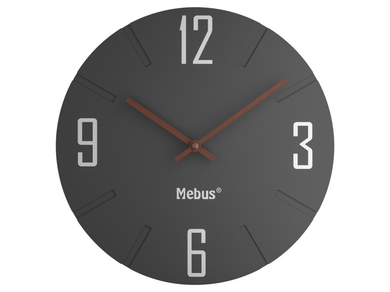 Mebus Nástěnné hodiny (tmavě šedá/dřevo)
