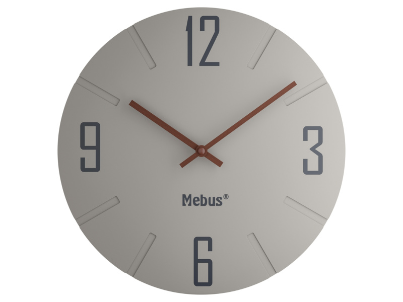 Mebus Nástěnné hodiny (světle šedá/dřevo)