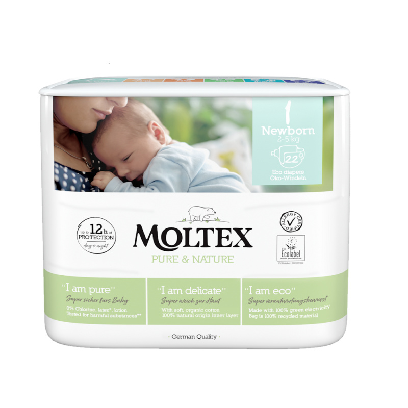 Moltex Plenky Pure & Nature Newborn 2-4 kg (22 ks)
