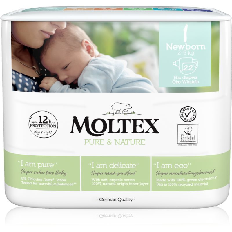 Moltex Plenky Pure & Nature Newborn 2-4 kg (22 ks)