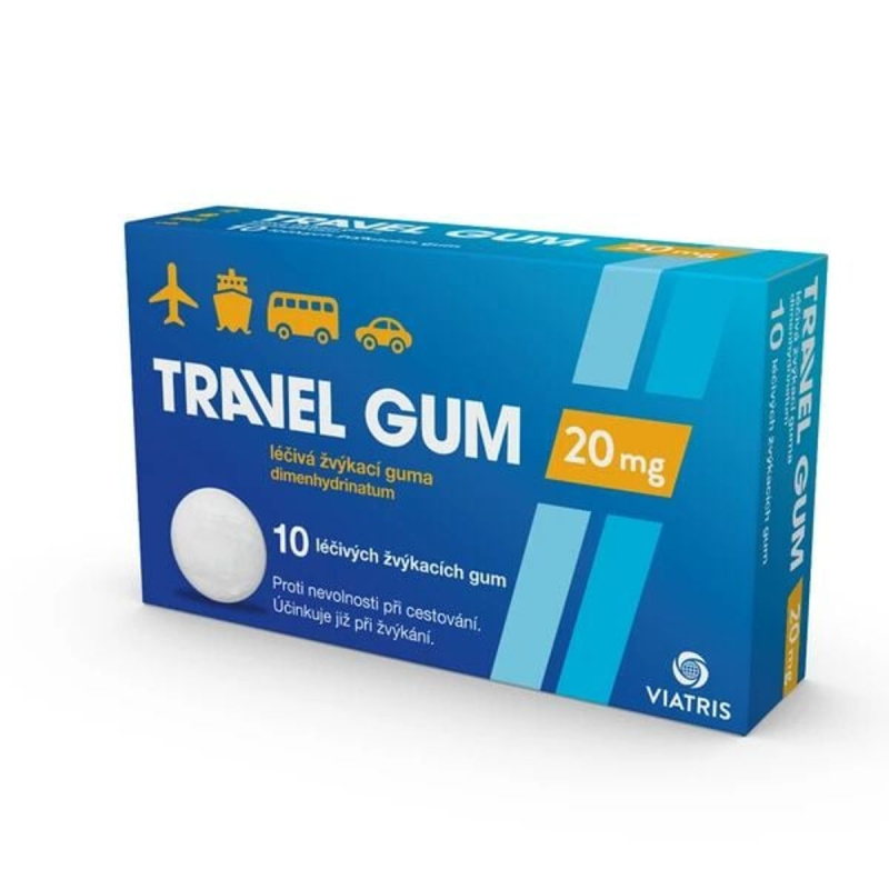 TRAVEL GUM 20MG Léčivá žvýkací guma 10