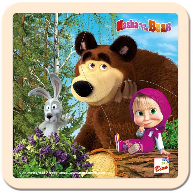Máša a medvěd - puzzle se zajícem 15x15cm