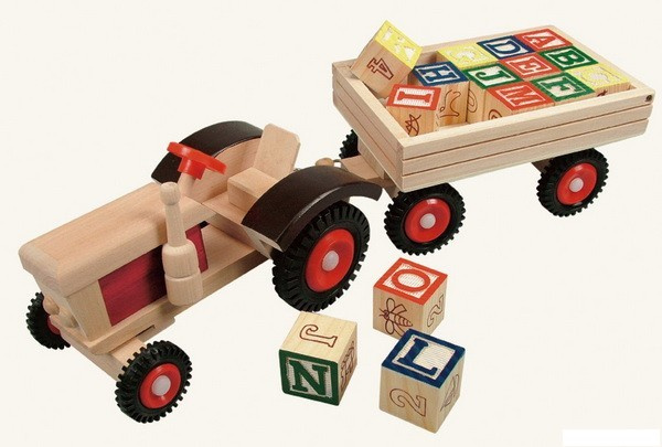 Bino Traktor s gumovými koly a vlečkou ABC