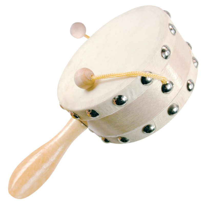 Ručně vyrobený bubínek s kuličkami pro děti