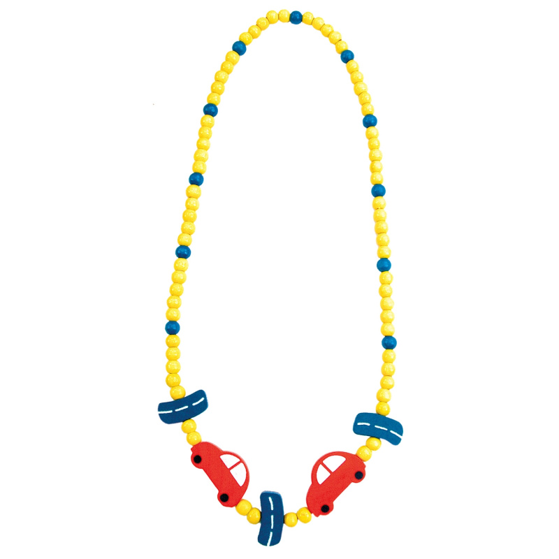 Dřevěný náhrdelník s autíčky 23 cm (6 ks)