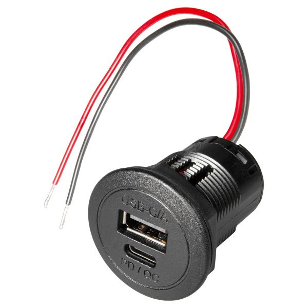 PRO-CAR Zapuštěná dvojitá zásuvka Pro Car s USB-C/USB-A