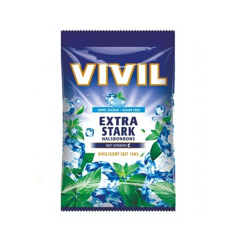 VIVIL Extra silný mentol a vitamín C drops bez cukru 120 g