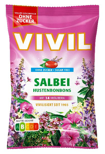 VIVIL Šalvěj a 14 druhů bylin drops bez cukru 120 g