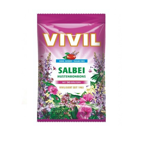 VIVIL Šalvěj a 14 druhů bylin drops bez cukru 120 g