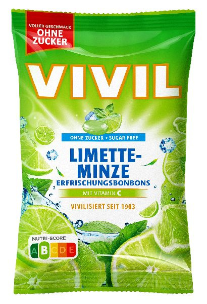 VIVIL Limetka peprmint a vitamín C drops bez cukru 120g