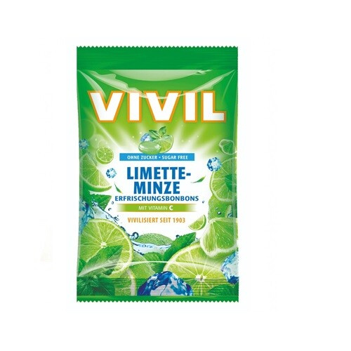 VIVIL Limetka peprmint a vitamín C drops bez cukru 120g