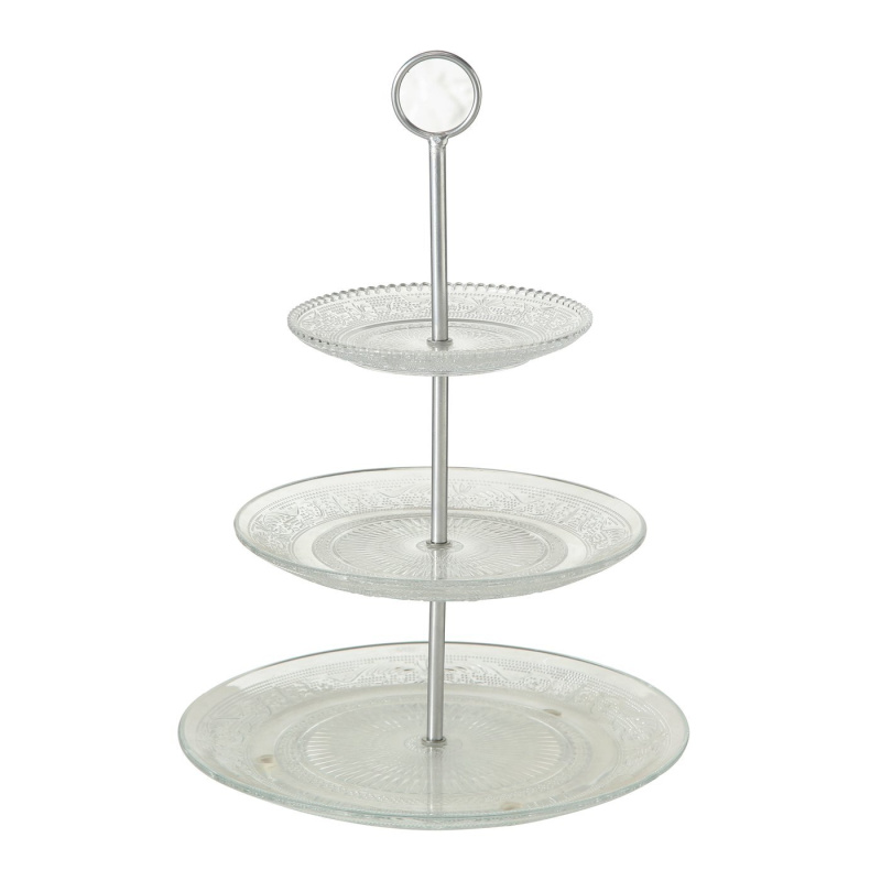 Boltze Home Skleněný podnos na cukroví RELIEF, 35 cm transparentní