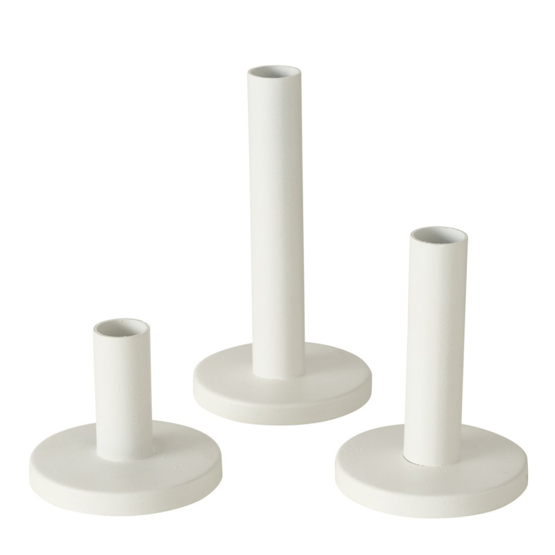 Boltze Home Kovový svícen, 16 cm, 3 kusy, MALKO, bílý bílý