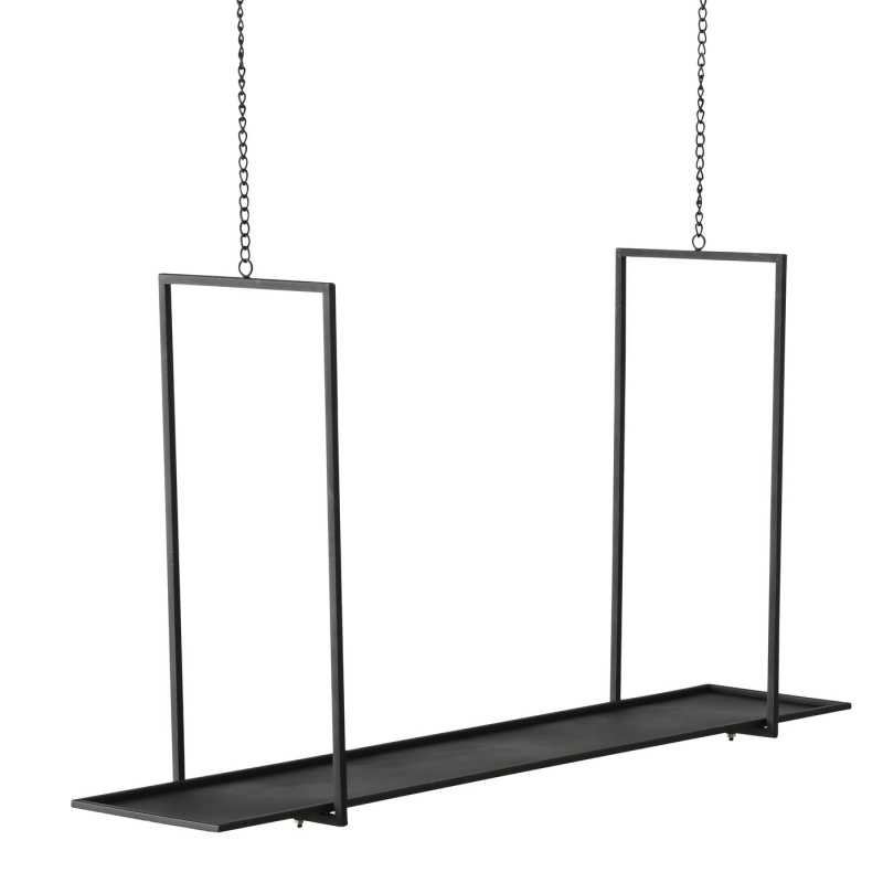 Boltze Home Závěsná kovová police, FRIDOLIN, dekorativní, 100 cm černá 96637