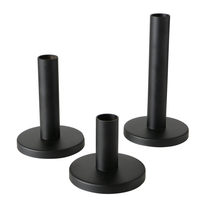 Boltze Home Kovový svícen, 16 cm, 3 kusy, MALKO, černý černá
