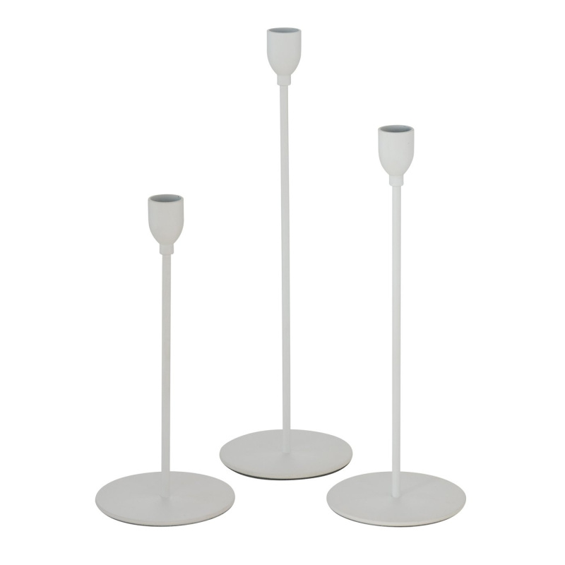Boltze Home Sada kovových svícnů, 23 - 33 cm, MALTE, bílá bílý