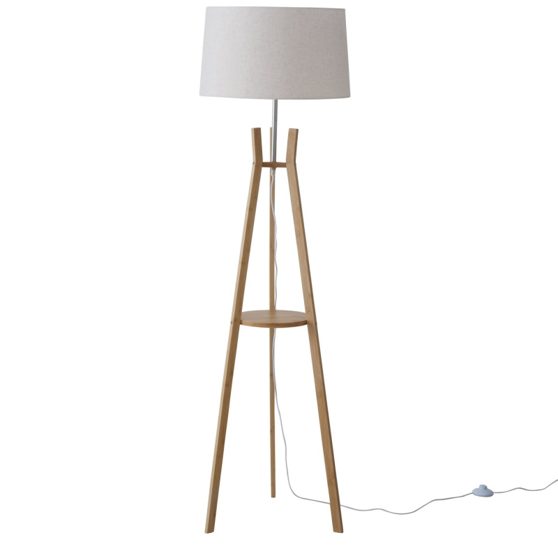 Boltze Home Stojací lamoa do obývacího pokoje AVAL, stínitko z látky imitující len, 153 cm šedá