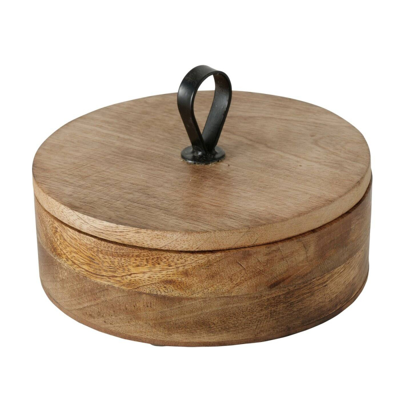 Boltze Home Kulatá krabička KABIR, mangové dřevo, Ø 19 cm hnědá