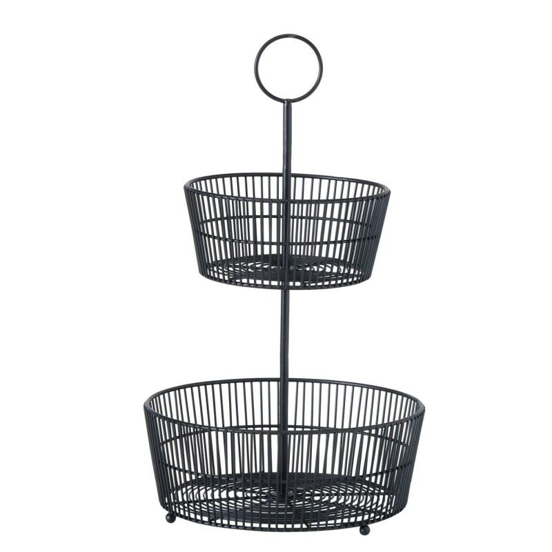 Boltze Home Dekorační černý podnos GEA, dvě úrovně, výš, 44 cm černá