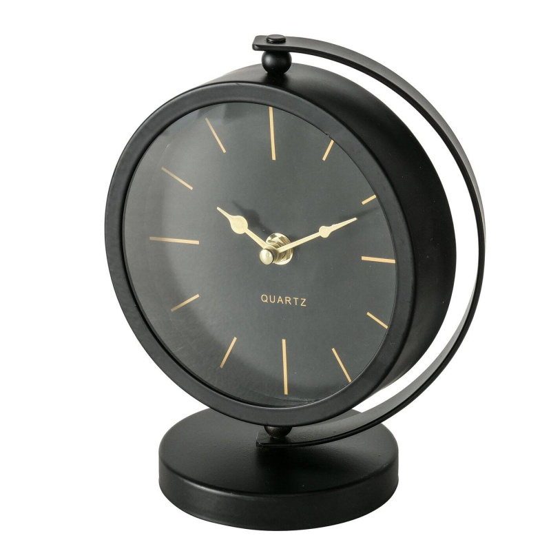 Boltze Home Stolní černé hodiny BALIA, zlaté ručičky, 20 cm černá