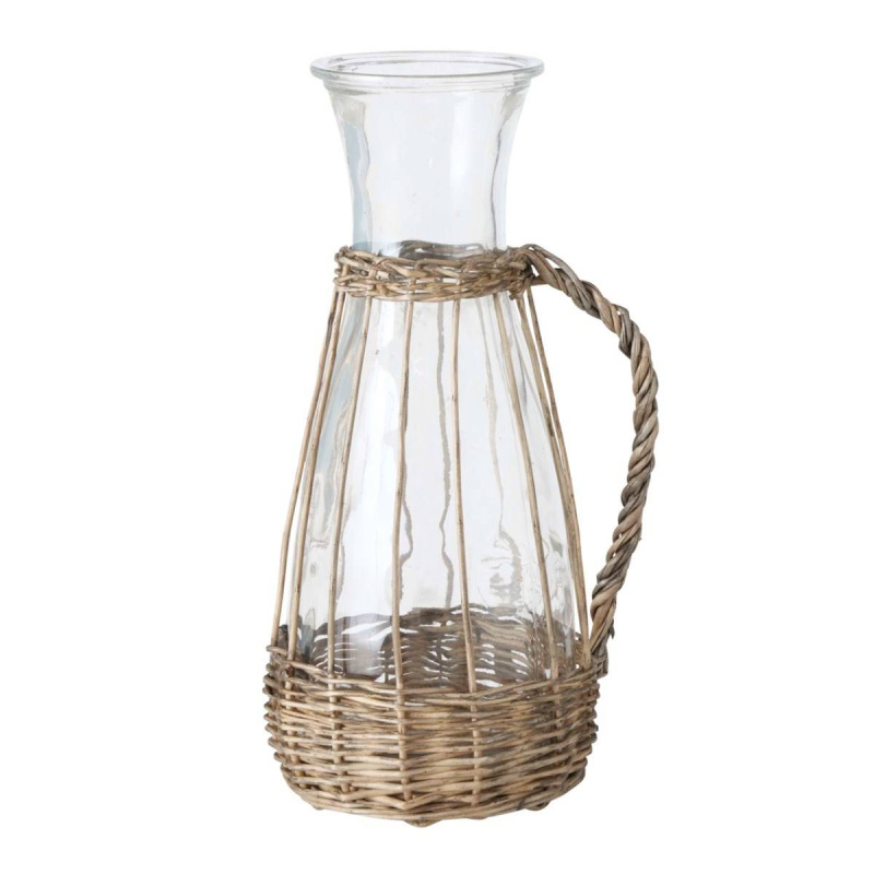 Boltze Home Skleněná karafa Venuto, s proutěným uchem, 1100 ml transparentní